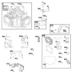 Cylinder Group Diagram and Parts List for 40N877-0037-B5  Briggs and Stratton Engine